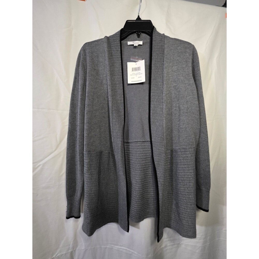 89th Madison Women's Open Front Cardigan S Misty H Grey Style ESF21203 NWT